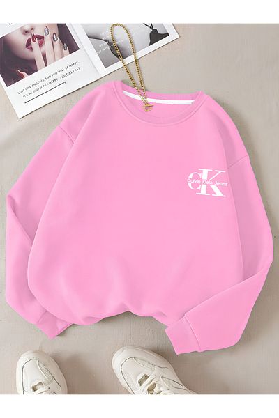 Wish BF Unisex Men/Women Ck Special Printed Colorful Oversize Cotton Crew Neck Sweatshirt