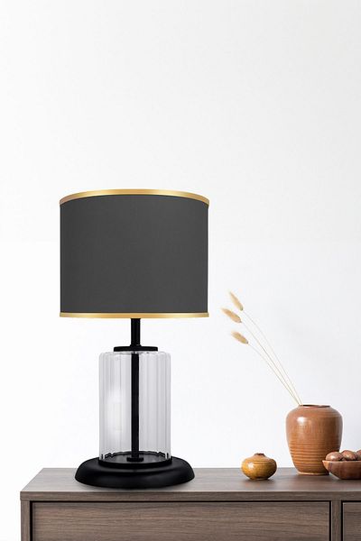 MINIMAL ETICARET VE BILGI TEKNOLOJILERI Monarch Transparent Black Striped Glass Lampshade