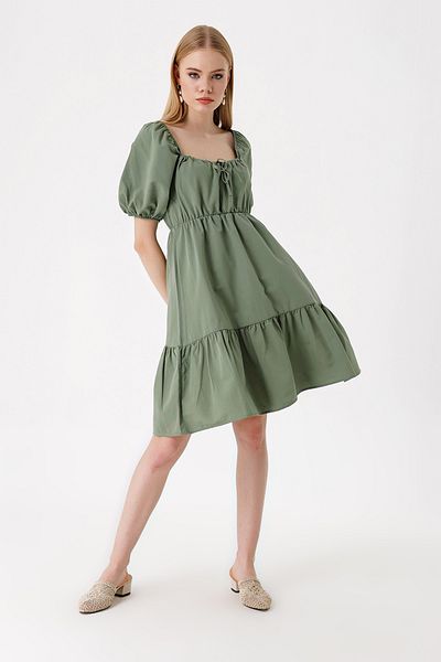 Bigdart 2351 Ausgestelltes Popeline-Kleid – Khaki