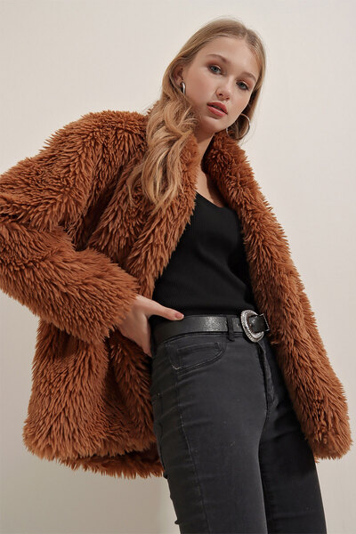 Bigdart 9088 Plyšový kabát - Hnědý