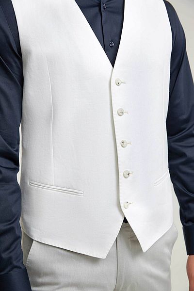 D'S Damat Off-White Linen Viscose Blended Men's Vest