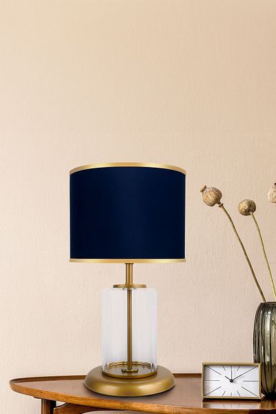 MINIMAL ETICARET VE BILGI TEKNOLOJILERI Monarch Transparent Gold Striped Glass Lampshade