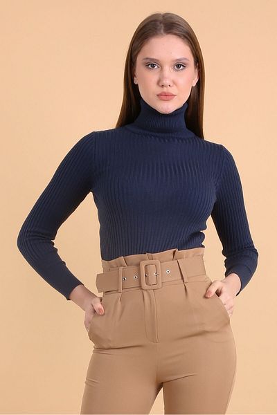Bigdart Πλεκτό πουλόβερ ζιβάγκο 10311 - Navy Blue
