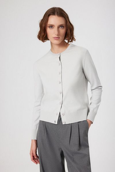 Mısırlı Cardigan de damă gri deschis cu detaliu de nasturi