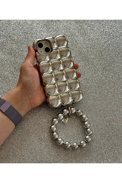 HYPERSOFT Iphone 15 (6.1 inç) Uyumlu Bileklik Charm Aksesuarlı Parlak Nikelaj...