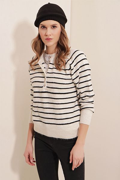 Bigdart 15808 Buttoned Sweater - White