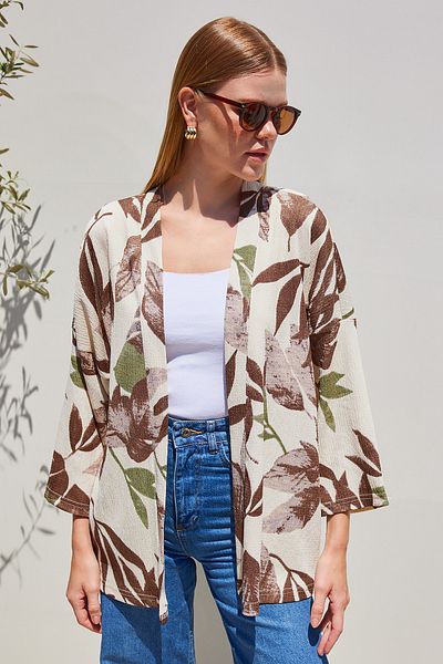 Bigdart 5862 Gestrickter Kimono – Khaki