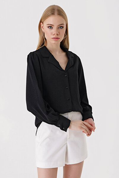 Bigdart 20139 Shawl Collar Woven Shirt - Black