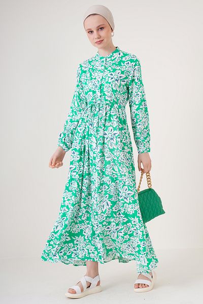 Bigdart 2144 Model Oil Green Judge Golier Hijab Dress