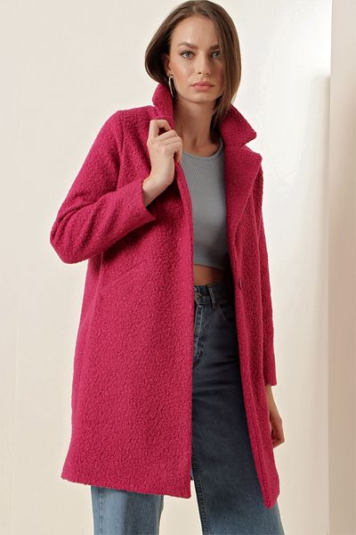 Bigdart 9082 Παλτό Cashmere Oversize - Φούξια
