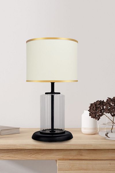 MINIMAL ETICARET VE BILGI TEKNOLOJILERI Monarch Transparent Black Striped Glass Lampshade