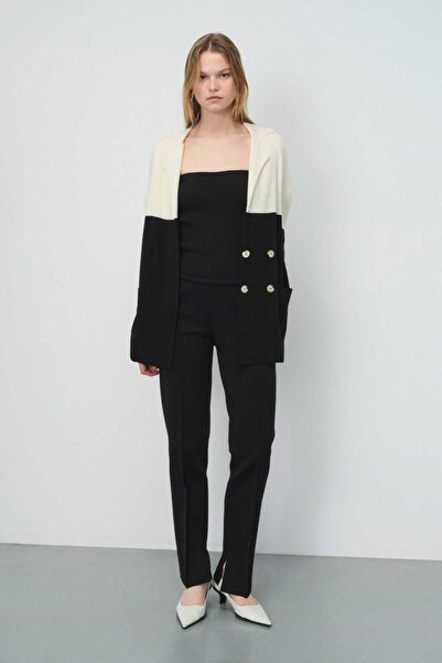 Mısırlı Cardigan pentru femei tricotat negru ecru