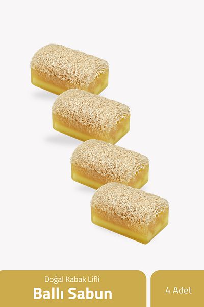 The Touch By Seda Altın Natural Pumpkin Fiber Honey Soap 100 gr x 4 Pieces