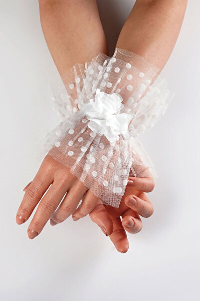 Elegance Scarf (G)mănuși de mireasă cu puncte albe