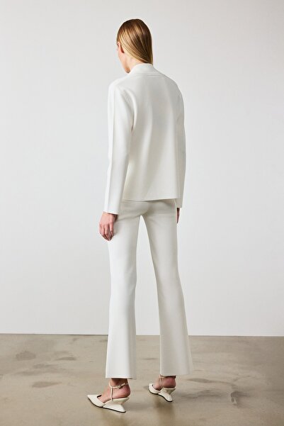 Mısırlı Bol Paça Ecru Kadın Pantolon