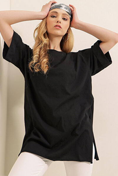 Bigdart 4123 Tricou oversize cu fantă - negru