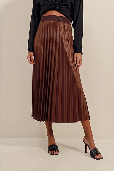 Bigdart 1894 Model Brown Pleated Leather Skirt