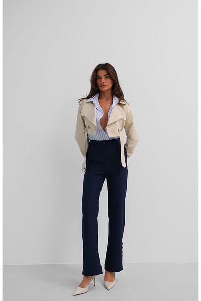Black Fashion Pantaloni bleumarin cu detaliu cu fante cu nasturi