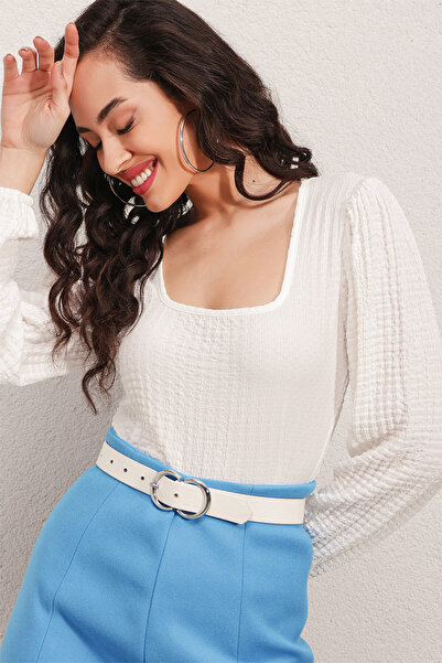 Bigdart 0442 Long Sleeve Blouse - White