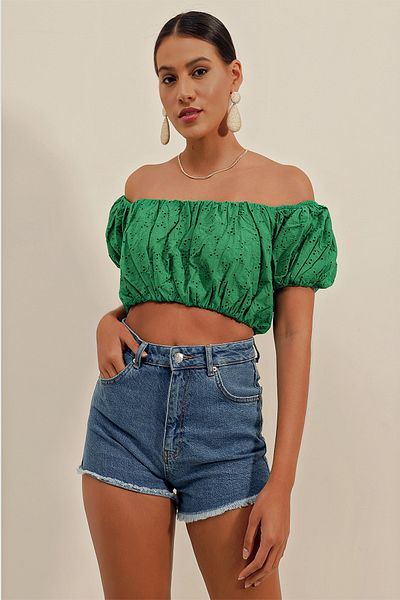 Bigdart 0481 Μπλούζα Scalloped Strapless - Πράσινη