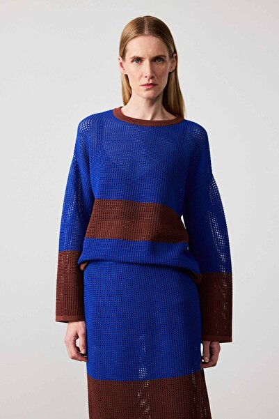Mısırlı Pulover de damă Saks Blue Mercerized Oversize