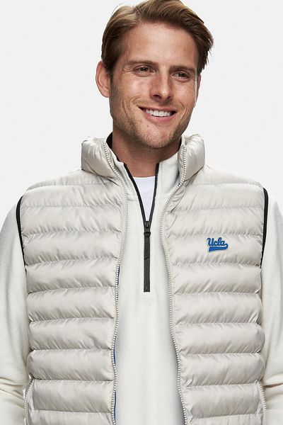 UCLA Blume Beige Zipped and Pocketed Polyester Standard Fit Men's Vest