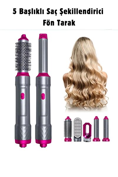 Laraheiser Profesyonel 5 Başlıklı Saç Şekillendirici Düzleştirici Fırça Tarak...