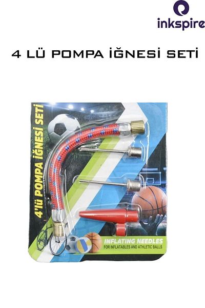 inkspire Set of 4 Ball Inflator and Bike Caster Needles - Pump Needle