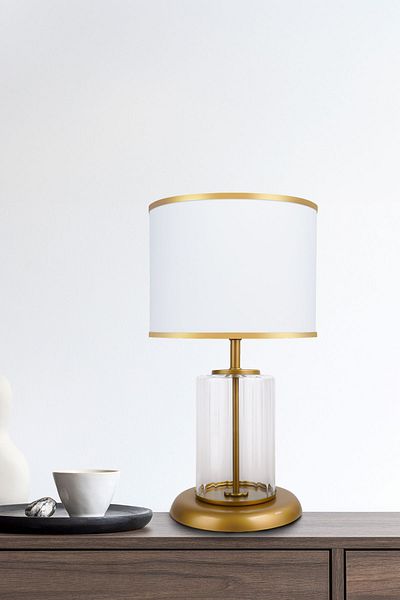 MINIMAL ETICARET VE BILGI TEKNOLOJILERI Monarch Transparent Gold Striped Glass Lampshade