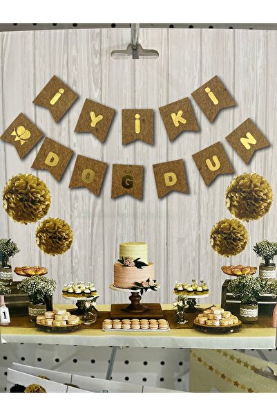 Ege Pastacılık Kraft Gold Happy Birthday Banner