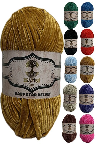 destini İnce Kadife İp 100 gr 200 Metre Amigurumi El Örgü İpi Ceket Yelek Bat...