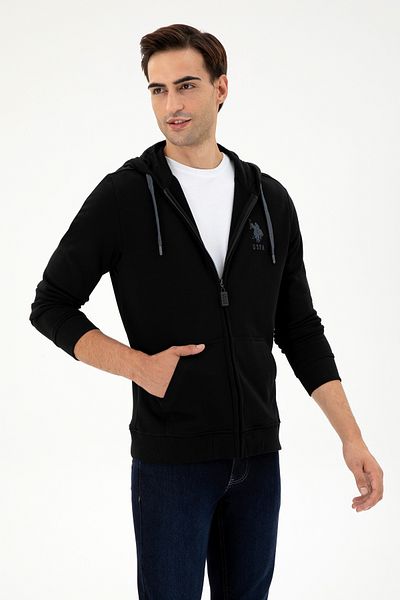 U.S. Polo Assn. Ανδρική μαύρη πλεκτή ζακέτα 50289028 -vr046