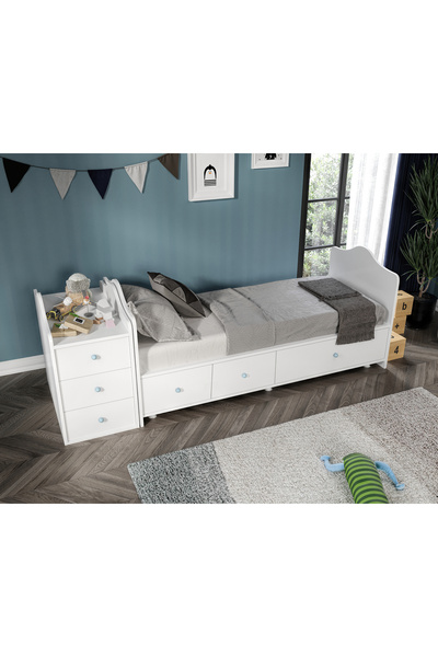 Genel Markalar Merlin Mobilya Angel Büyüyebilen Mavi Kulplu Beşik