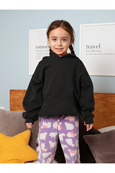 MAGORS Непечатана детска суитшърт с качулка, без джобове, с 3 нишки