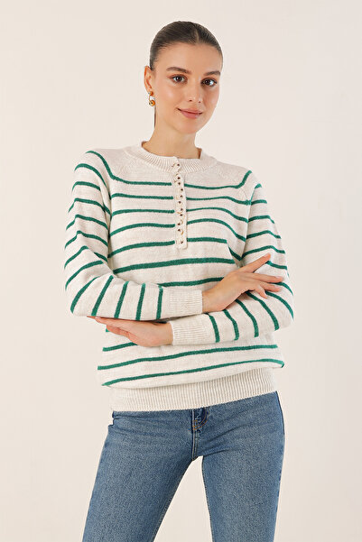 Bigdart 15808 Pulover cu nasturi - Ecru