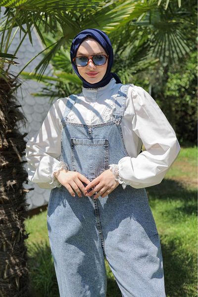 Aşkın fashion Women's Blue Denim Jumpsuit Salopet