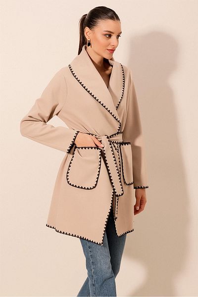 Bigdart 9130 Embroidered Stash Coat - Beige