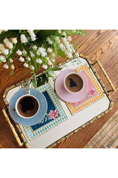 ge living La Majorelle Compatible Pink and Green Cocktail Napkin (2 Pieces)