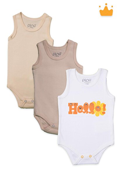 Babyhola 0-3 Years 100% Cotton 3-Piece Interlock Snap-On Athlete Badi Bodysui...