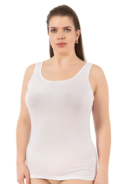 ÖZKAN underwear Özkan 25922 Women's Viscose Flexible Soft Thick Strap Round Neck Large Size Knitted Tank Top