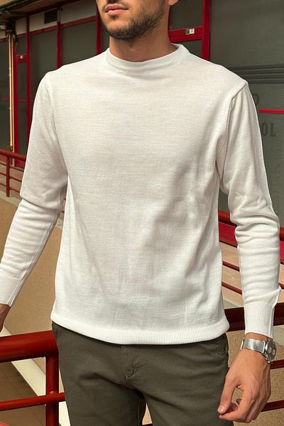inpool Men'S, Crew Neck, Slim Fit, Old Money, Wool-Acrylic Fiber, Knitwear Sweater Pltk03