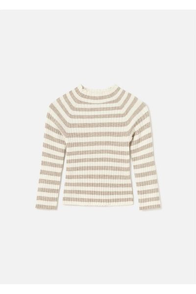 MAYORAL Turtleneck Striped Baby Girl Blouse - Mink 2046