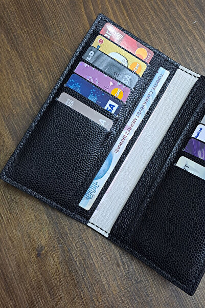 heyecanleather El Yapımı Gerçek Deri Kredi Kartlık Erkek Siyah Uzun Cüzdan