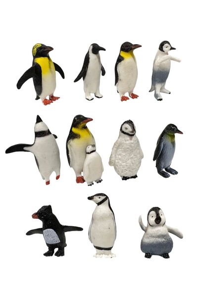 tmtoysandmore 12 Li Penguen Hayvanları Mini Figür Oyuncak Et Malzeme