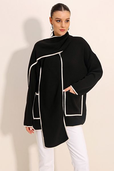 Bigdart 15846 Shawl Collar Knitwear Cardigan - Black