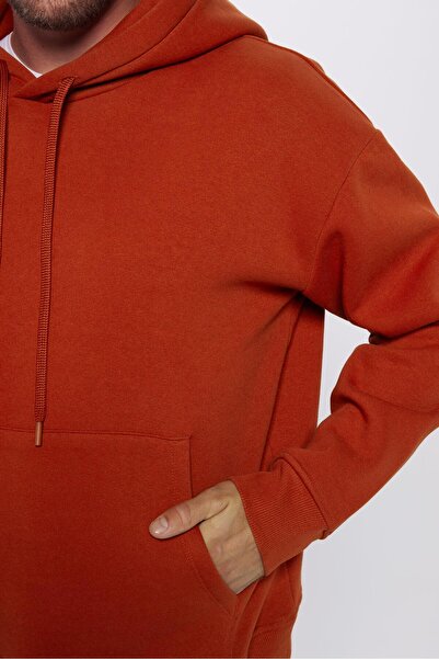 Tudors Φούτερ με κουκούλα από φλις υπερμεγέθη Unisex χρώματος τούβλου