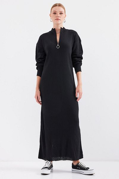 Bigdart 15839 Rochie de tricotaj pe lungime completă - Neagră