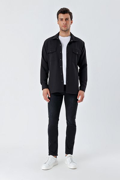 Bigdart Ανδρικό πουκάμισο Oversize 20193 - Μαύρο