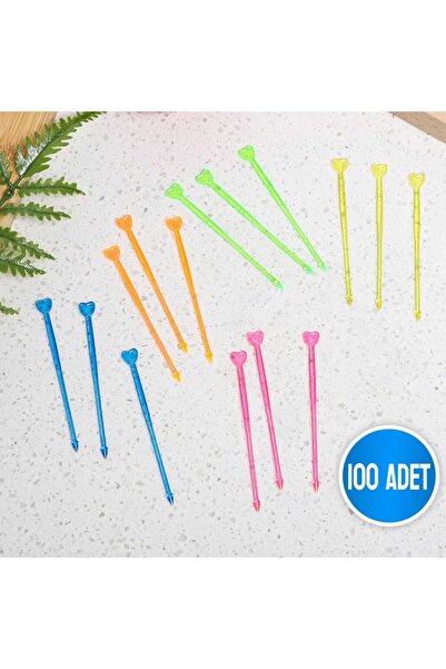 sinisgroupelektronik Cips Çatalı Kalpli 100 Adet/paket Plastik Kılıç Kürdan Cips Meyve, Tatlı, Baklava, Kanepe Çatalı