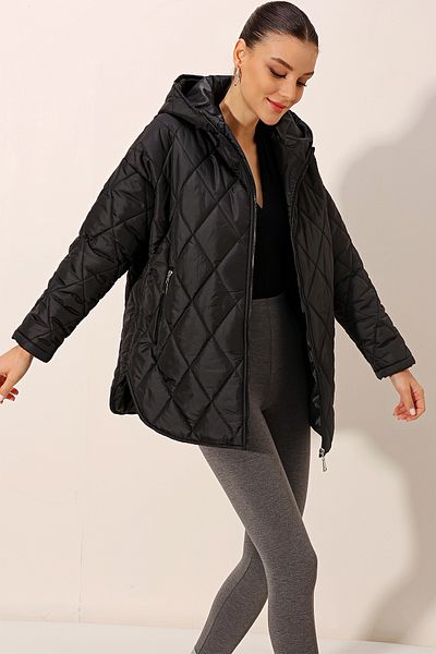 Bigdart 5181 Hooded Quilted Coat - Black